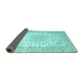 Sideview of Medallion Turquoise Traditional Rug, tr153turq