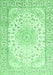 Machine Washable Medallion Emerald Green Traditional Area Rugs, wshtr153emgrn