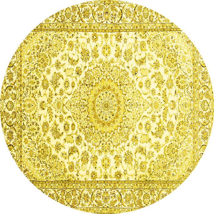 Round Medallion Yellow Traditional Rug, tr153yw