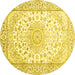 Round Medallion Yellow Traditional Rug, tr153yw