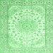 Square Medallion Emerald Green Traditional Rug, tr153emgrn