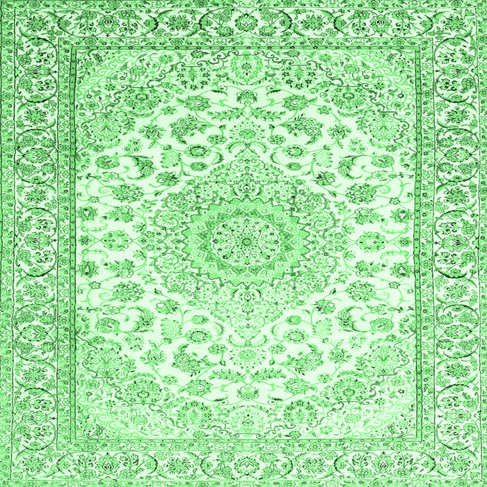 Square Machine Washable Medallion Emerald Green Traditional Area Rugs, wshtr153emgrn