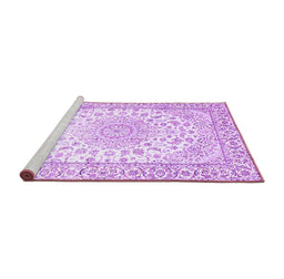 Sideview of Machine Washable Medallion Purple Traditional Area Rugs, wshtr153pur