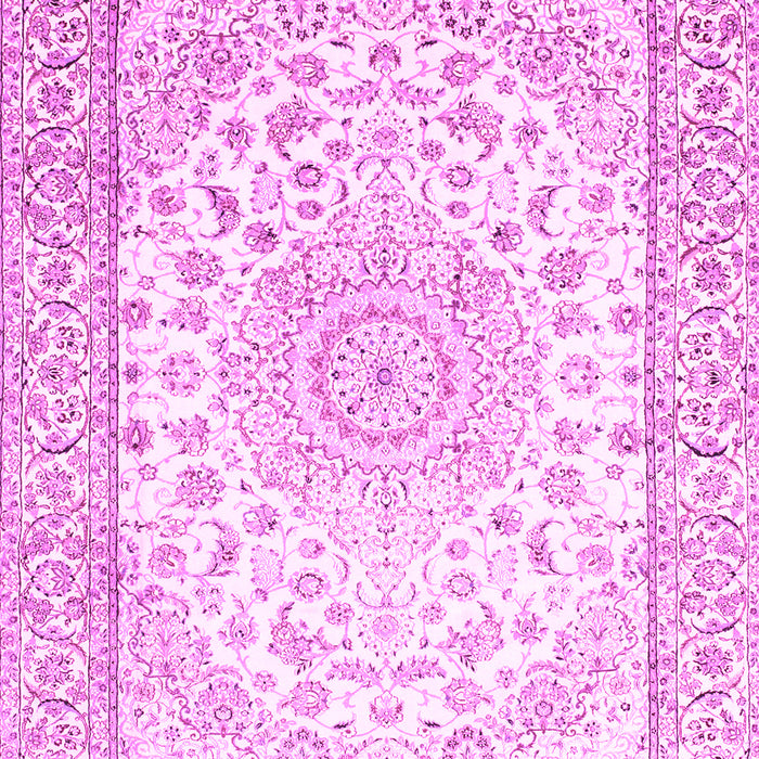 Machine Washable Medallion Pink Traditional Rug, wshtr153pnk