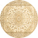 Round Medallion Brown Traditional Rug, tr153brn