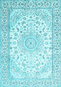 Medallion Light Blue Traditional Rug, tr153lblu