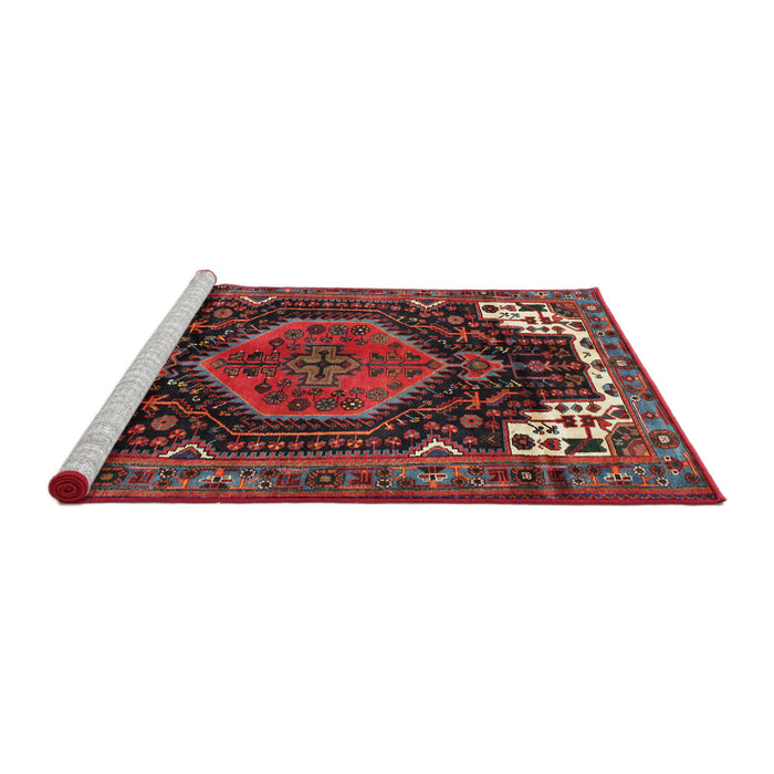 Sideview of Machine Washable Traditional Tomato Red Rug, wshtr154