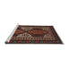 Sideview of Machine Washable Traditional Brown Rug, wshtr1540