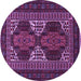 Round Machine Washable Persian Purple Traditional Area Rugs, wshtr1540pur