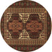 Round Persian Brown Traditional Rug, tr1540brn
