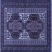 Square Machine Washable Persian Blue Traditional Rug, wshtr1540blu