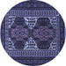 Round Persian Blue Traditional Rug, tr1540blu