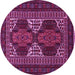 Round Machine Washable Persian Pink Traditional Rug, wshtr1540pnk