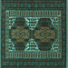 Square Persian Turquoise Traditional Rug, tr1540turq