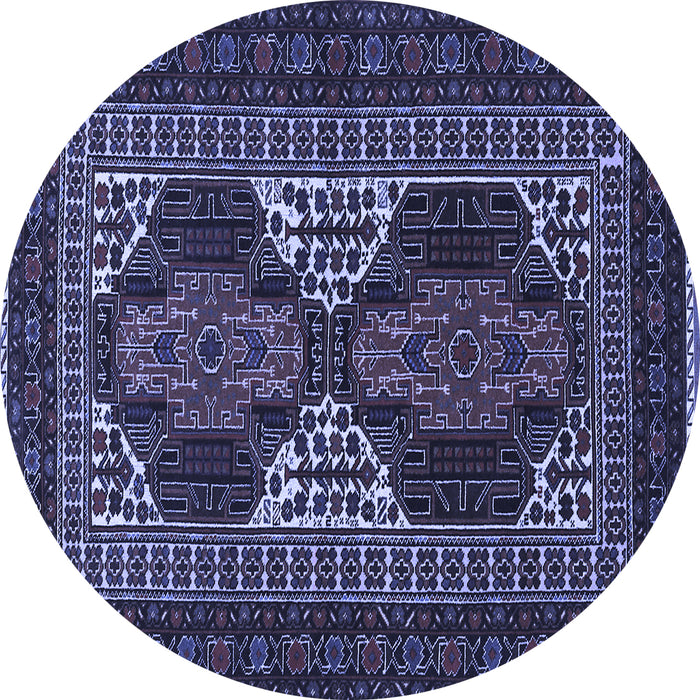 Round Machine Washable Persian Blue Traditional Rug, wshtr1540blu