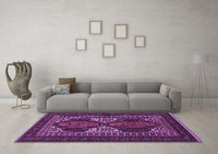 Machine Washable Persian Purple Traditional Rug, wshtr1540pur