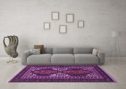 Machine Washable Persian Purple Traditional Area Rugs in a Living Room, wshtr1540pur