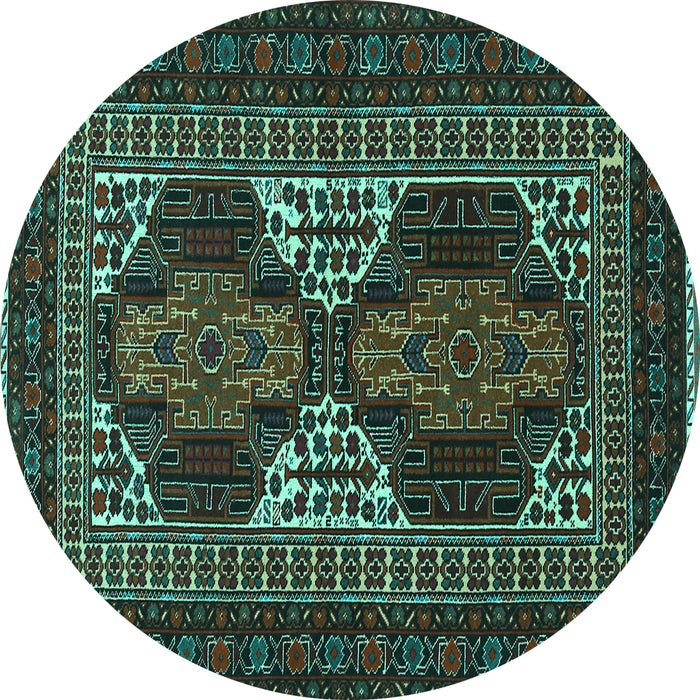 Round Persian Turquoise Traditional Rug, tr1540turq