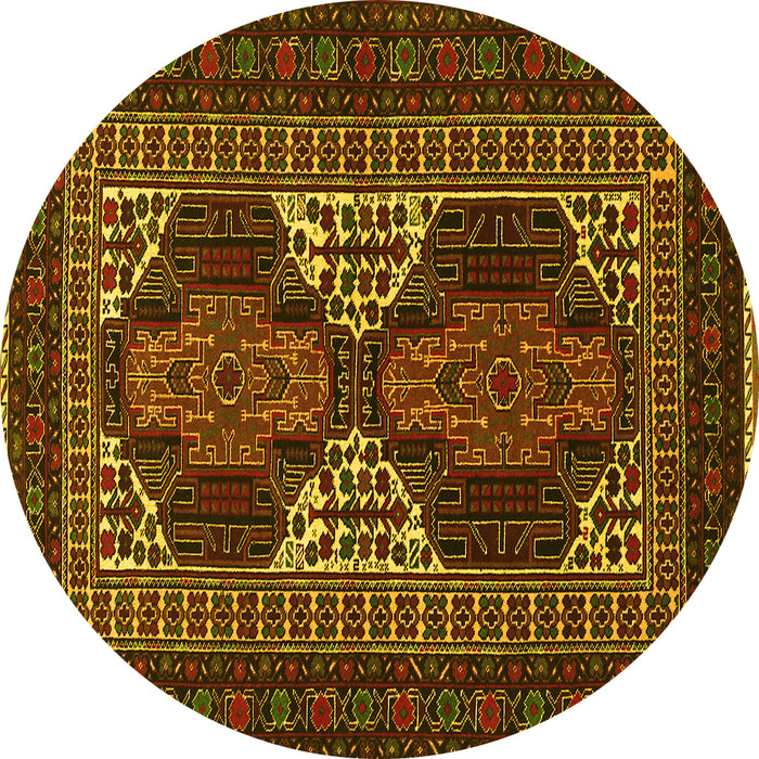Round Persian Yellow Traditional Rug, tr1540yw