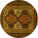 Round Persian Yellow Traditional Rug, tr1540yw