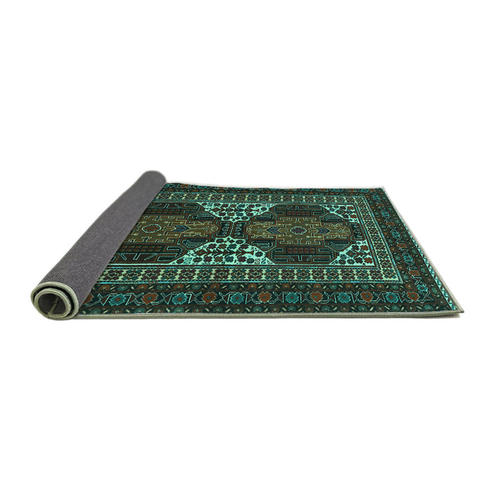 Sideview of Persian Turquoise Traditional Rug, tr1540turq