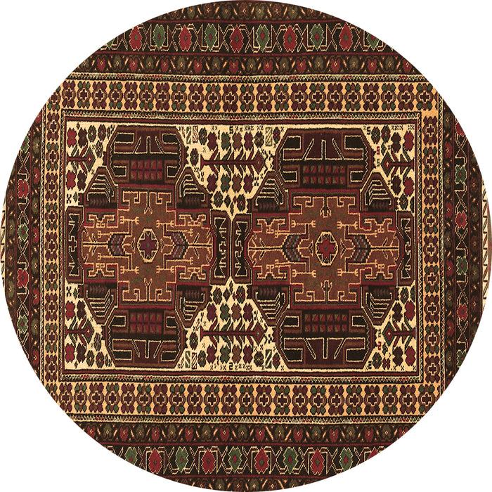 Round Machine Washable Persian Brown Traditional Rug, wshtr1540brn