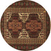 Round Machine Washable Persian Brown Traditional Rug, wshtr1540brn