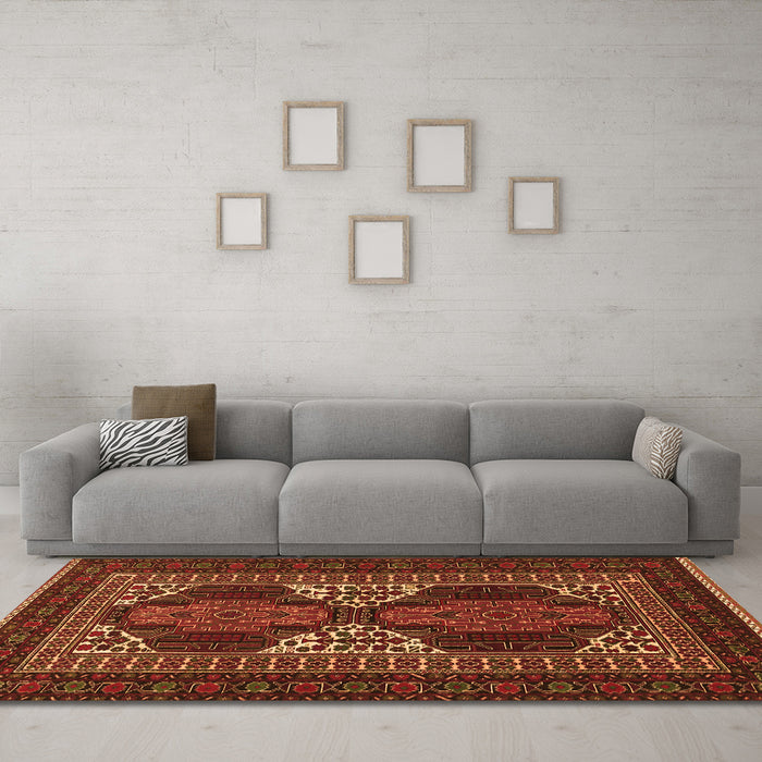 Machine Washable Persian Orange Traditional Area Rugs in a Living Room, wshtr1540org