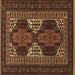 Square Persian Brown Traditional Rug, tr1540brn
