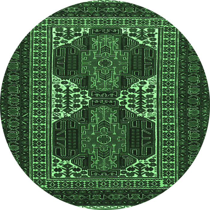 Round Machine Washable Persian Emerald Green Traditional Area Rugs, wshtr1540emgrn