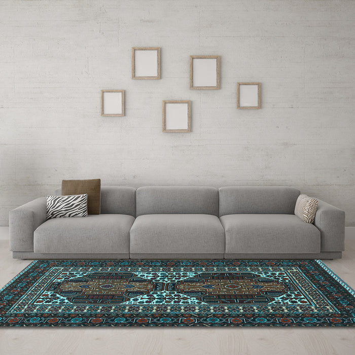 Machine Washable Persian Light Blue Traditional Rug in a Living Room, wshtr1540lblu