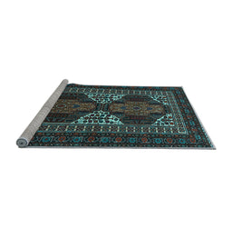 Sideview of Machine Washable Persian Light Blue Traditional Rug, wshtr1540lblu