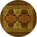 Round Machine Washable Persian Yellow Traditional Rug, wshtr1540yw