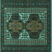 Square Machine Washable Persian Turquoise Traditional Area Rugs, wshtr1540turq