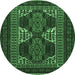 Round Persian Emerald Green Traditional Rug, tr1540emgrn