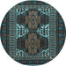 Round Machine Washable Persian Light Blue Traditional Rug, wshtr1540lblu