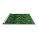 Sideview of Machine Washable Persian Emerald Green Traditional Area Rugs, wshtr1541emgrn