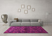 Machine Washable Persian Pink Traditional Rug in a Living Room, wshtr1541pnk