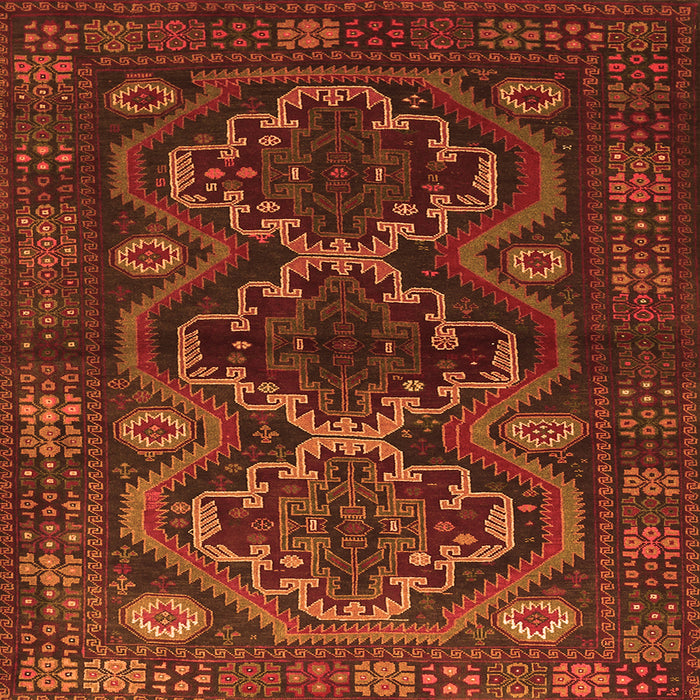 Round Machine Washable Persian Orange Traditional Area Rugs, wshtr1541org