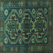 Square Machine Washable Persian Turquoise Traditional Area Rugs, wshtr1541turq