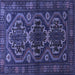 Square Machine Washable Persian Blue Traditional Rug, wshtr1541blu