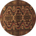 Round Persian Brown Traditional Rug, tr1541brn