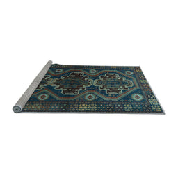 Sideview of Machine Washable Persian Light Blue Traditional Rug, wshtr1541lblu