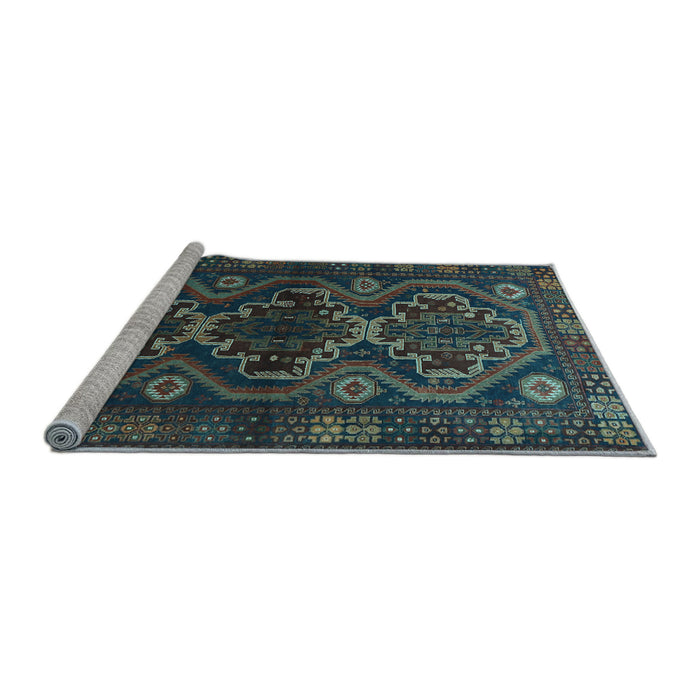 Sideview of Machine Washable Persian Light Blue Traditional Rug, wshtr1541lblu