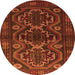 Machine Washable Persian Orange Traditional Area Rugs, wshtr1541org