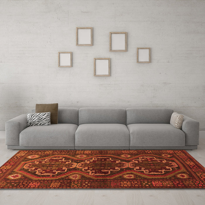 Machine Washable Persian Orange Traditional Area Rugs in a Living Room, wshtr1541org