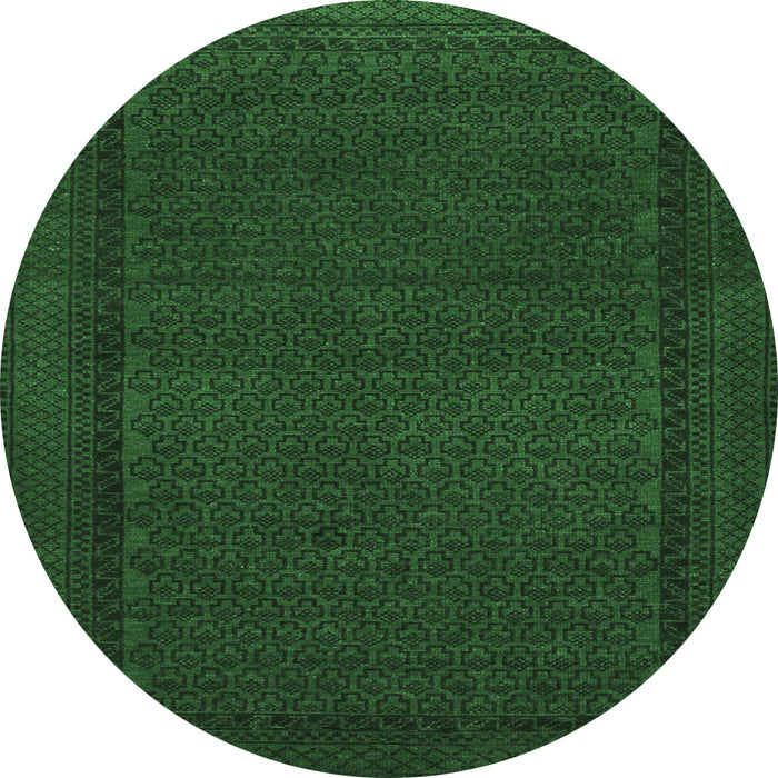 Round Machine Washable Persian Emerald Green Traditional Area Rugs, wshtr1542emgrn
