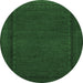 Round Persian Emerald Green Traditional Rug, tr1542emgrn