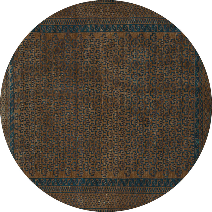 Round Persian Turquoise Traditional Rug, tr1542turq