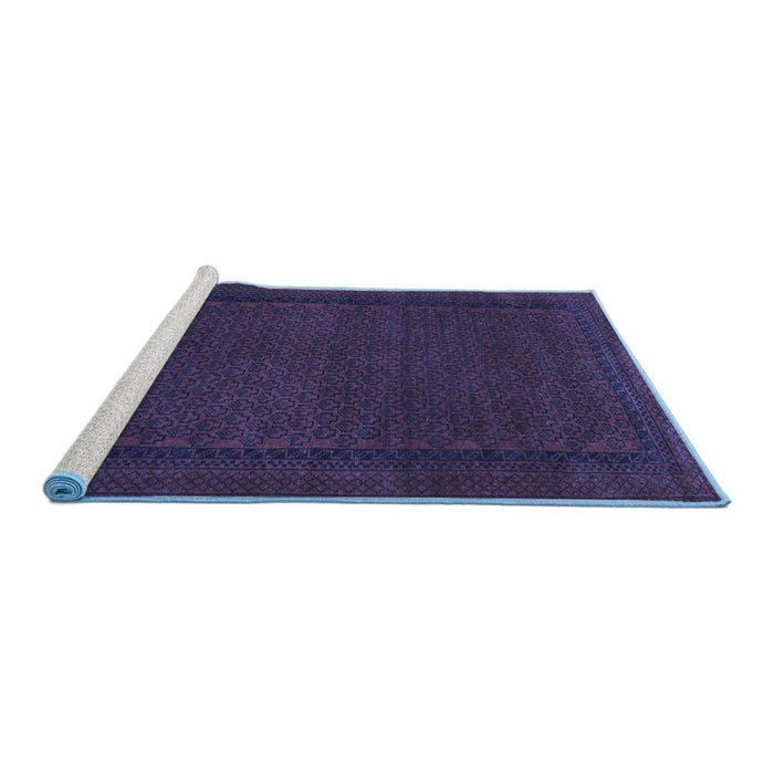 Sideview of Machine Washable Persian Blue Traditional Rug, wshtr1542blu
